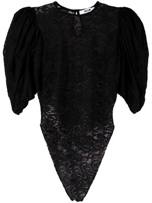 MSGM lace-detail bodysuit - Black