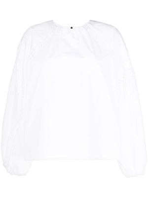 MSGM lace-detail puff-sleeve blouse - White