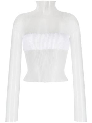 MSGM layered semi-sheer tulle blouse - White