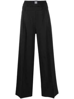 MSGM layered-waistband wide-leg trousers - Black