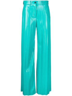 MSGM leather-look wide trousers - Blue
