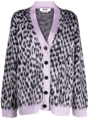 MSGM leopard-print button-up cardigan - Purple