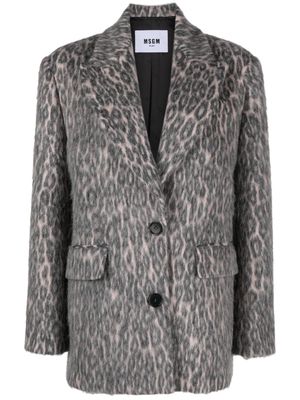MSGM leopard-print single-breasted blazer - Pink