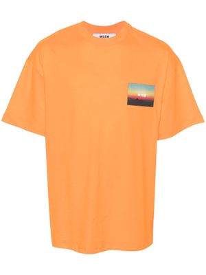 MSGM logo-appliqué cotton T-shirt - Orange