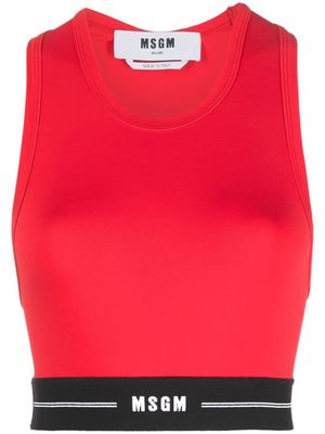MSGM logo-band cropped top - Red