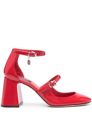 MSGM logo-charm 90mm leather pumps - Red