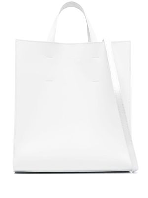 MSGM logo-debossed leather tote bag - White