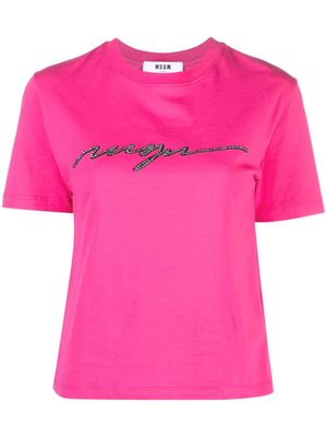 MSGM logo-embellished cotton T-shirt - Pink