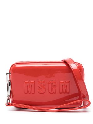MSGM logo-embossed patent-finish shoulder bag - Red