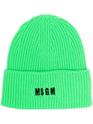 MSGM logo-embroidered beanie - Green