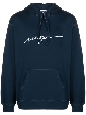 MSGM logo-embroidered cotton hoodie - Blue