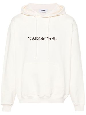 MSGM logo-embroidered cotton hoodie - Neutrals