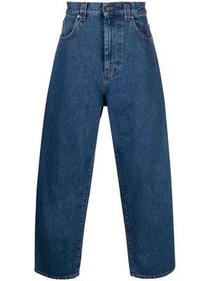 MSGM logo-embroidered cotton straight-leg jeans - Blue