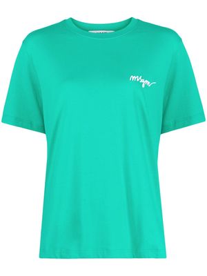MSGM logo-embroidered cotton T-shirt - Green