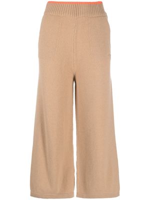MSGM logo-embroidered cropped trousers - Neutrals
