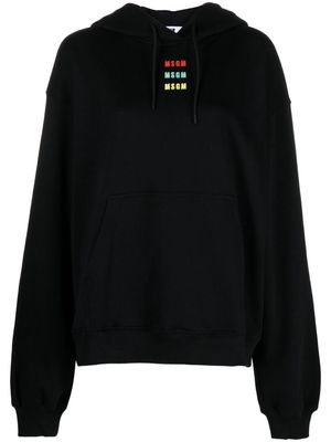 MSGM logo-embroidered jersey hoodie - Black