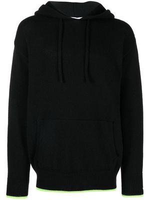 MSGM logo-embroidered knitted hoodie - Black