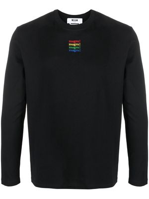 MSGM logo-embroidered long-sleeve sweatshirt - Black