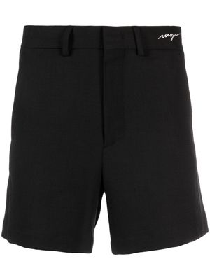 MSGM logo-embroidered mid-rise shorts - Black