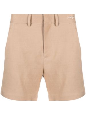 MSGM logo-embroidered mid-rise shorts - Neutrals