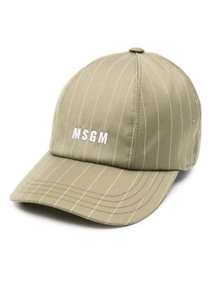 MSGM logo-embroidered pinstriped cap - Green