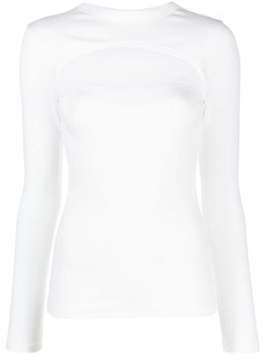 MSGM logo-embroidered ribbed-knit top - White