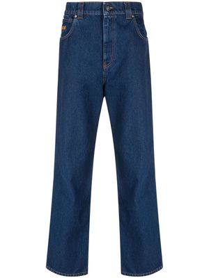 MSGM logo-embroidered straight-leg trousers - Blue