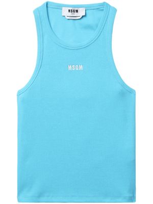 MSGM logo-embroidered tank top - Blue