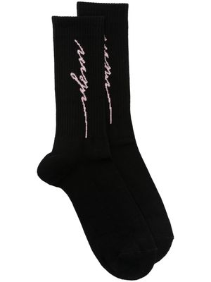 MSGM logo-intarsia cotton socks - Black