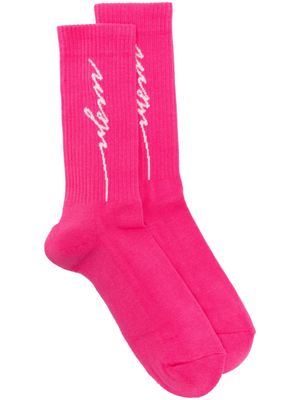 MSGM logo-intarsia cotton socks - Pink
