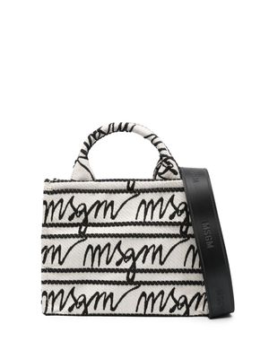 MSGM logo-jacquard tote bag - Neutrals