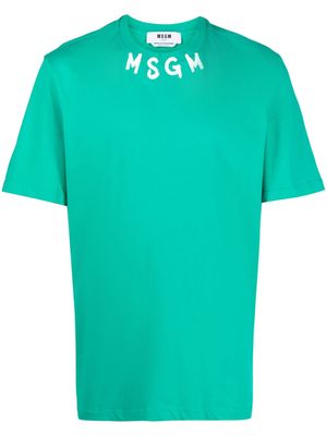 MSGM logo-lettering print cotton T-shirt - Green