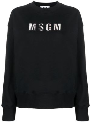 MSGM logo-patch cotton sweatshirt - Black