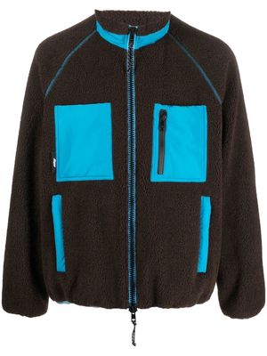 MSGM logo-patch fleece jacket - Brown