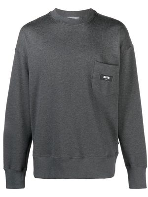 MSGM logo-patch long-sleeve sweatshirt - Grey
