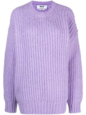 MSGM logo-patch ribbed-knit jumper - Purple