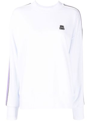 MSGM logo-patch stripe-trim sweatshirt - White