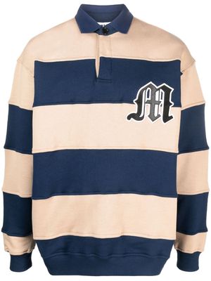 MSGM logo-patch striped polo sweatshirt - Neutrals