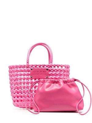MSGM logo-plaque woven tote bag - Pink