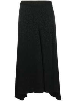 MSGM logo-print asymmetric maxi skirt - Black
