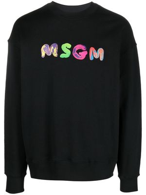 MSGM logo-print cotton jumper - Black