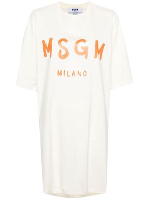 MSGM logo-print cotton T-shirt dress - Neutrals