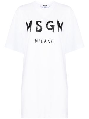 MSGM logo-print cotton T-shirt dress - White