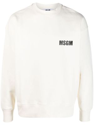 MSGM logo-print crew-neck sweatshirt - Neutrals