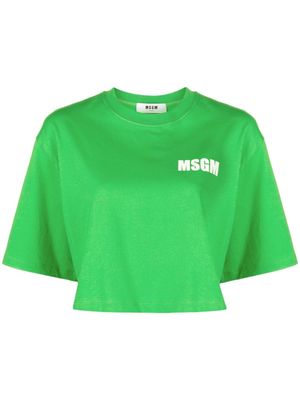 MSGM logo-print cropped cotton T-shirt - Green