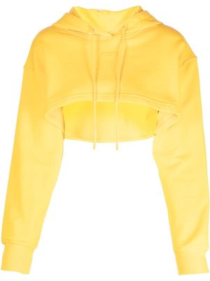 MSGM logo-print cropped hoodie - Yellow