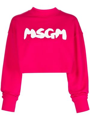 MSGM logo-print cropped sweatshirt - Pink
