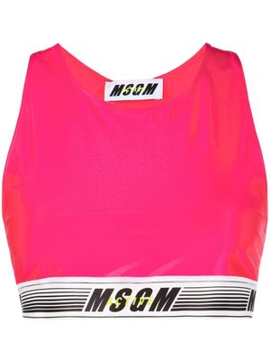 MSGM logo-print cropped top - Pink