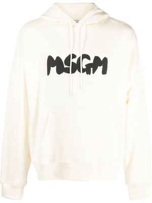 MSGM logo-print detail hoodie - Neutrals