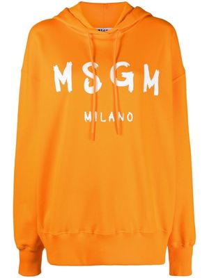 MSGM logo-print detail hoodie - Orange